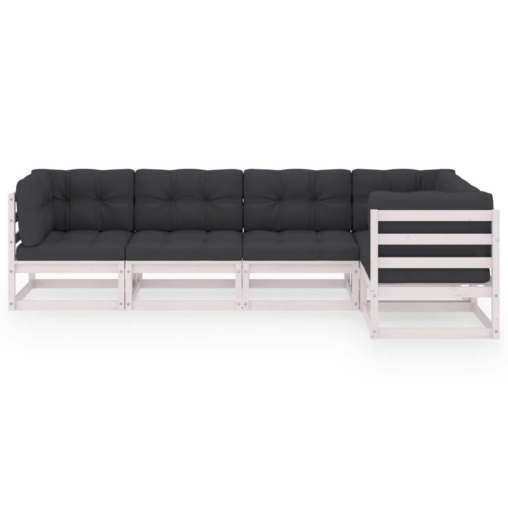 5-delige Loungeset met kussens massief grenenhout