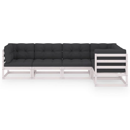 5-delige Loungeset met kussens massief grenenhout