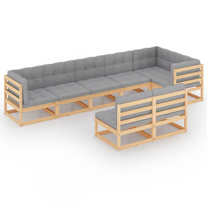 8-delige Loungeset met kussens massief grenenhout