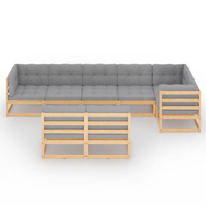 8-delige Loungeset met kussens massief grenenhout