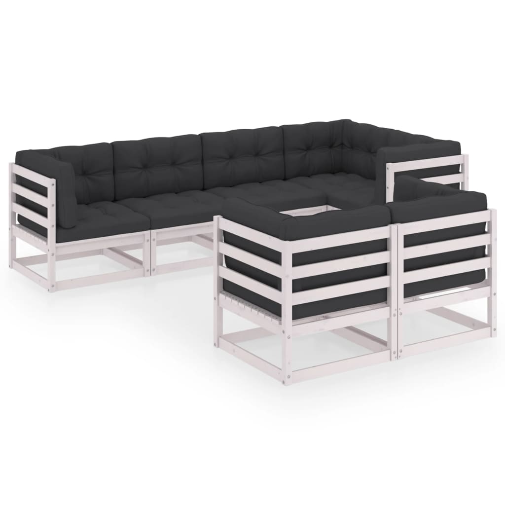 7-delige Loungeset met kussens massief grenenhout