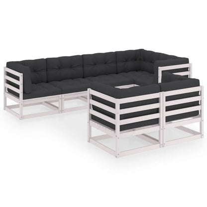 7-delige Loungeset met kussens massief grenenhout