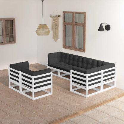 7-delige Loungeset met kussens massief grenenhout