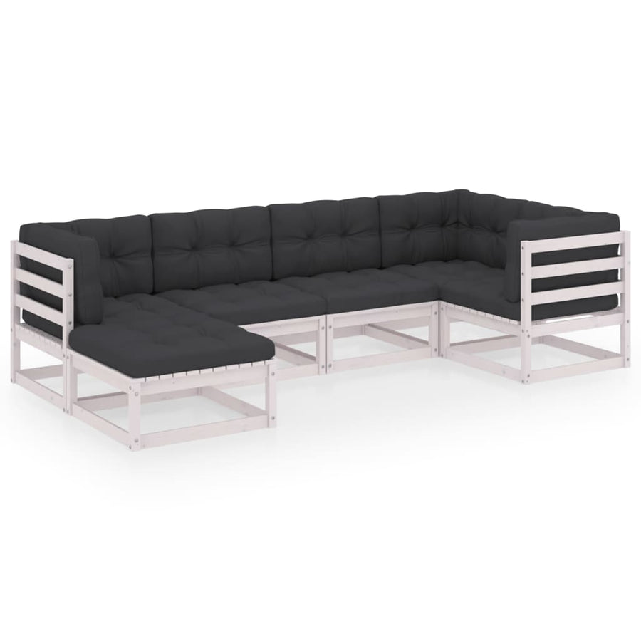 6-Delige Loungeset Met Kussens Massief Grenenhout Ja Wit