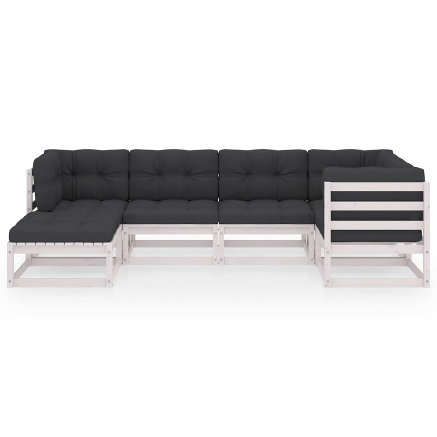 6-Delige Loungeset Met Kussens Massief Grenenhout Ja Wit