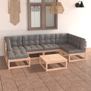 7-piece Lounge Set with Cushions Solid Pine Wood
