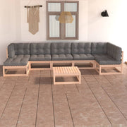 8-piece Lounge Set with Cushions Solid Pine Wood