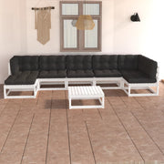 Loungeset massief grenenhout 8-delig wit