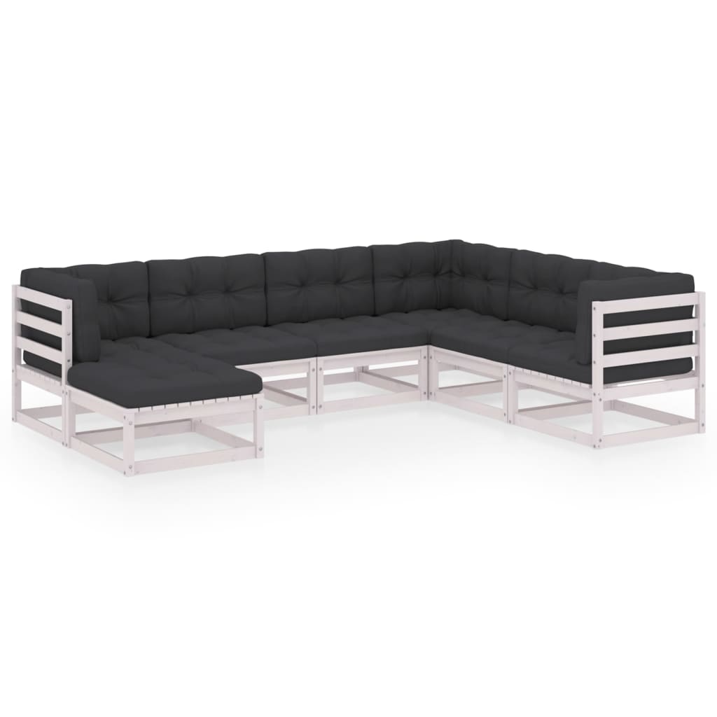 7-delige Loungeset met kussens massief grenenhout