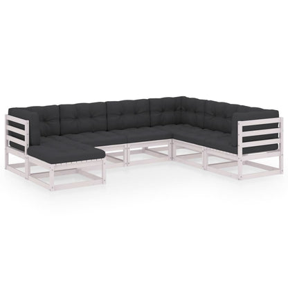 7-delige Loungeset met kussens massief grenenhout