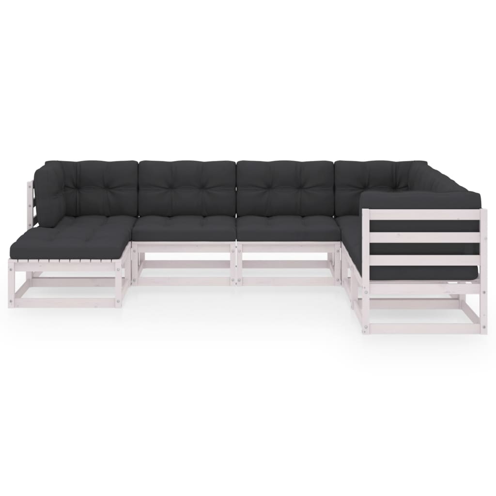 7-delige Loungeset met kussens massief grenenhout
