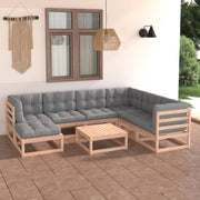 8-piece Lounge Set with Cushions Solid Pine Wood