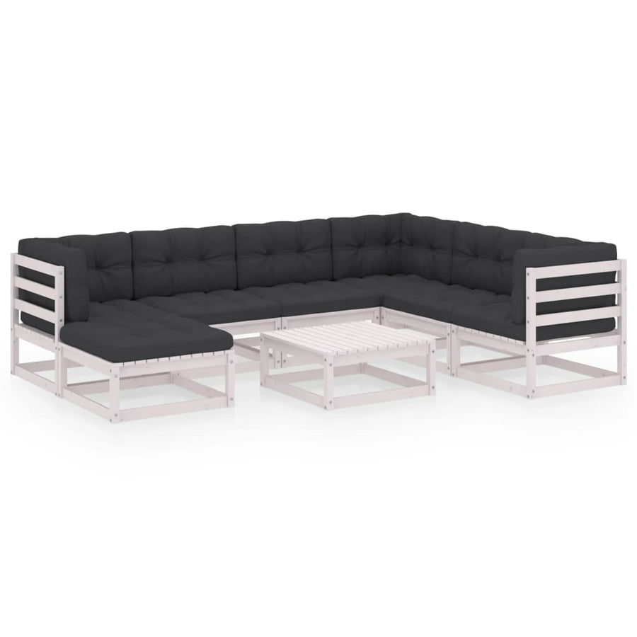 8-Delige Loungeset Met Kussens Massief Grenenhout Ja Wit
