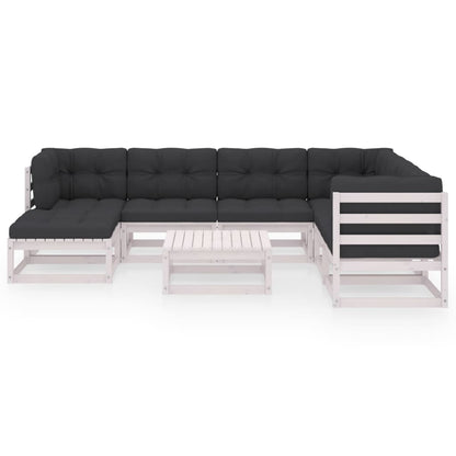 8-Delige Loungeset Met Kussens Massief Grenenhout Ja Wit