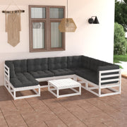 Loungeset 8-delig massief grenenhout wit antraciet