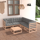 6-piece Lounge Set with Cushions Solid Pine Wood