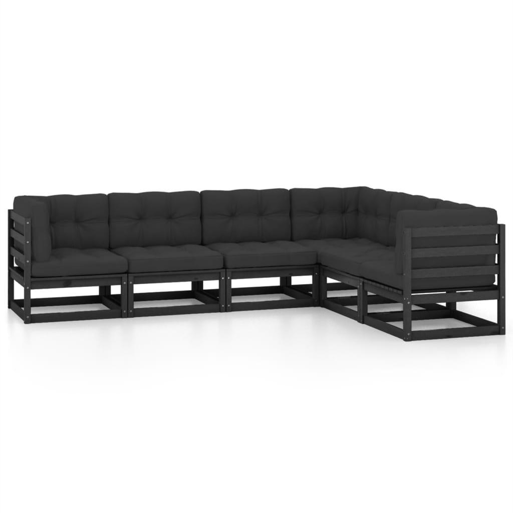 6-Delige Loungeset Met Kussens Massief Grenenhout