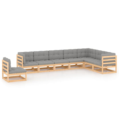8-delige Loungeset met kussens massief grenenhout