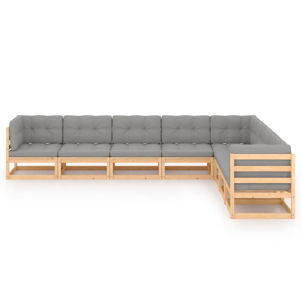 8-delige Loungeset met kussens massief grenenhout