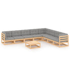 Loungeset 9-delig massief grenenhout grijs
