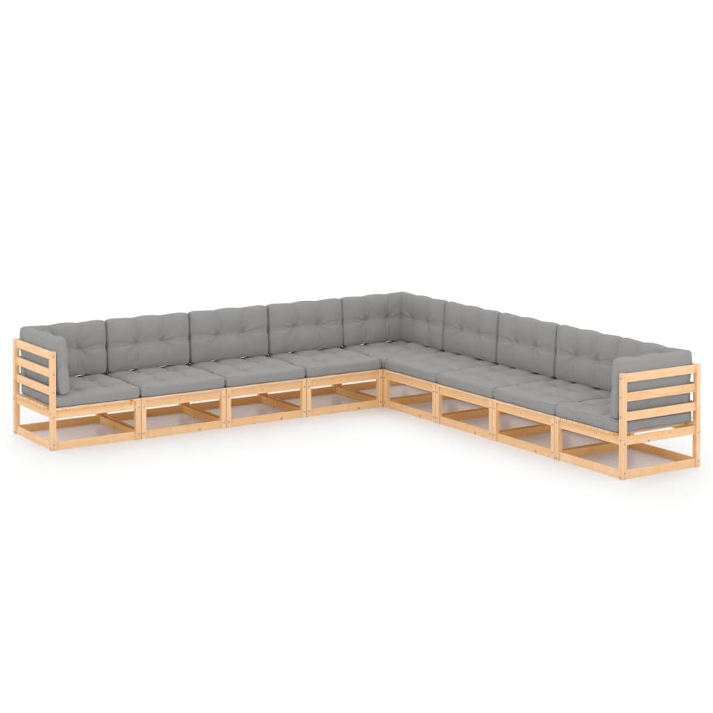 9-Delige Loungeset Met Kussens Massief Grenenhout Ja