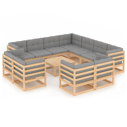 2-Delige Loungeset Met Kussens Massief Grenenhout Ja Naturel