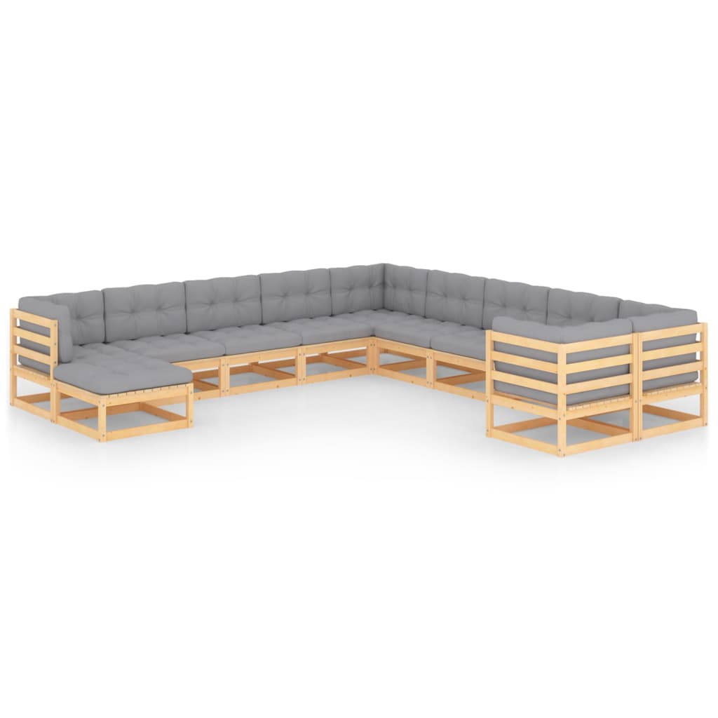 1 Loungeset Met Kussens Massief Grenenhout Ja
