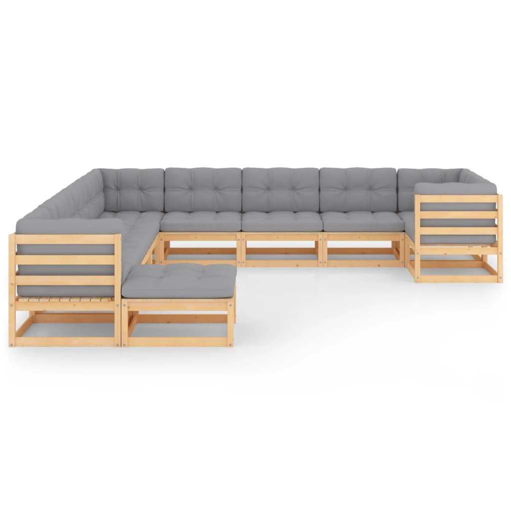1 Loungeset Met Kussens Massief Grenenhout Ja