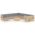 Loungeset massief grenenhout 12-delig grijs