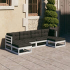 Loungeset 6-delig massief grenenhout wit