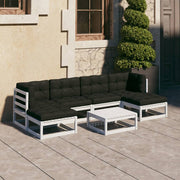 Loungeset 7-delig massief grenenhout wit