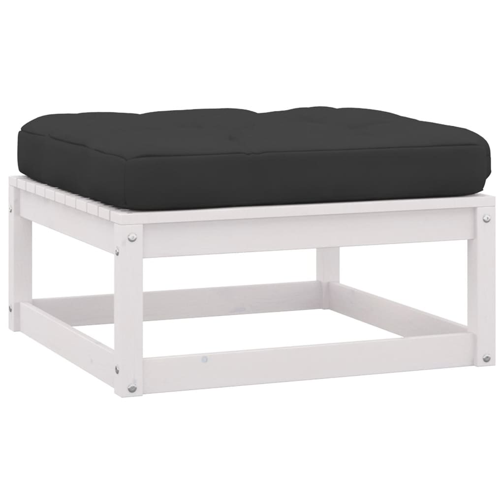 9-delige Loungeset met kussens massief grenenhout wit