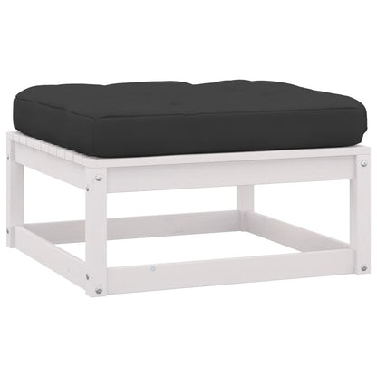9-delige Loungeset met kussens massief grenenhout wit
