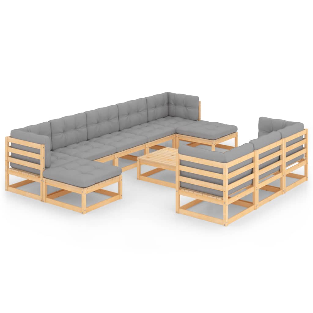 1 Loungeset Met Kussens Massief Grenenhout Ja Naturel