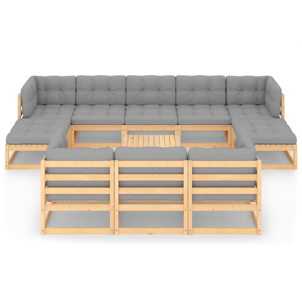 1 Loungeset Met Kussens Massief Grenenhout Ja Naturel