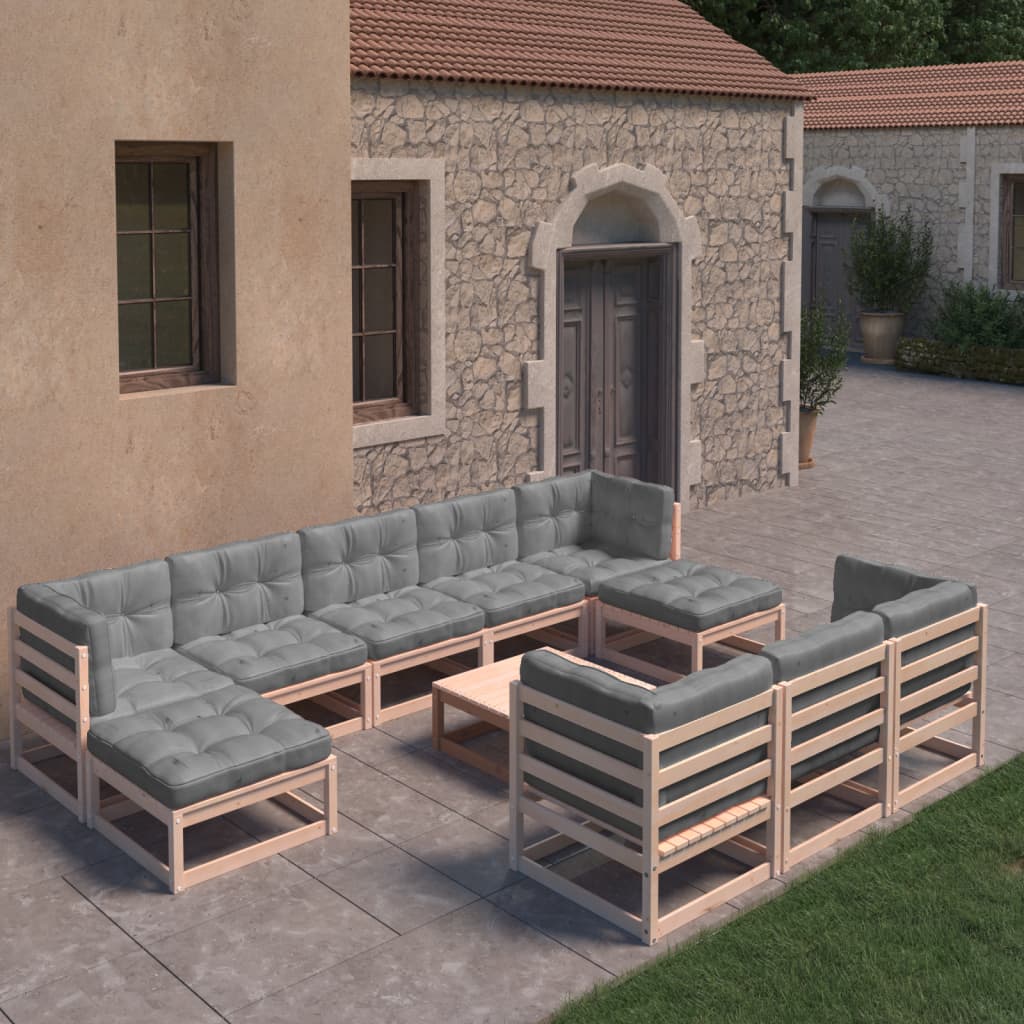 1 Loungeset Met Kussens Massief Grenenhout Ja Naturel