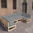 Loungeset massief grenenhout 6-delig grijs
