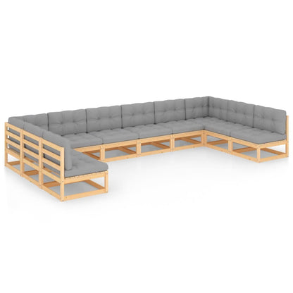 10-Delige Loungeset Met Kussens Massief Grenenhout Ja