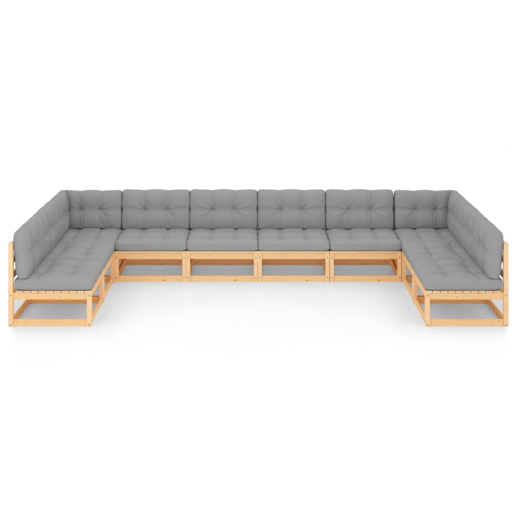 10-Delige Loungeset Met Kussens Massief Grenenhout Ja