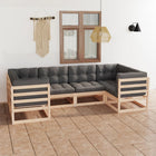 Loungeset 6-delig massief grenenhout grijs