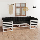 Loungeset 6-delig massief grenenhout wit