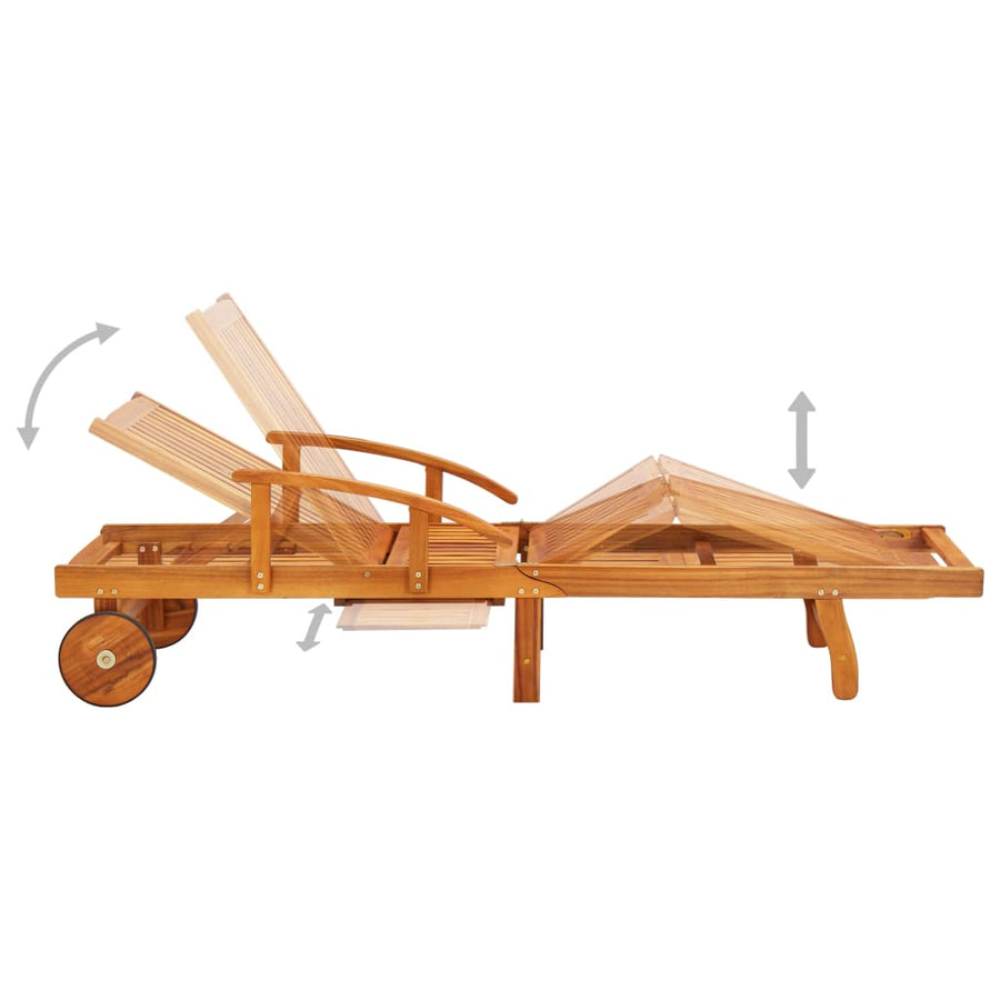 Ligstoelen 2 St Met Kussens Massief Acaciahout Antraciet 2 ligbedden