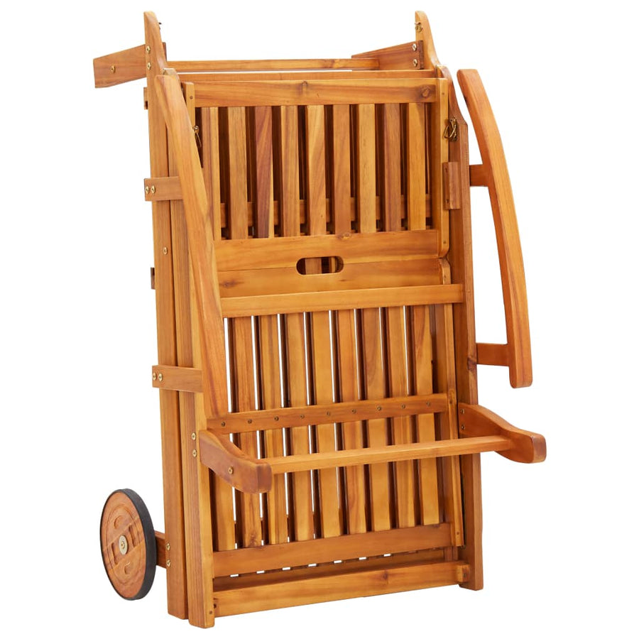 Ligstoelen 2 St Met Kussens Massief Acaciahout Grijs ruitpatroon 2 ligbedden