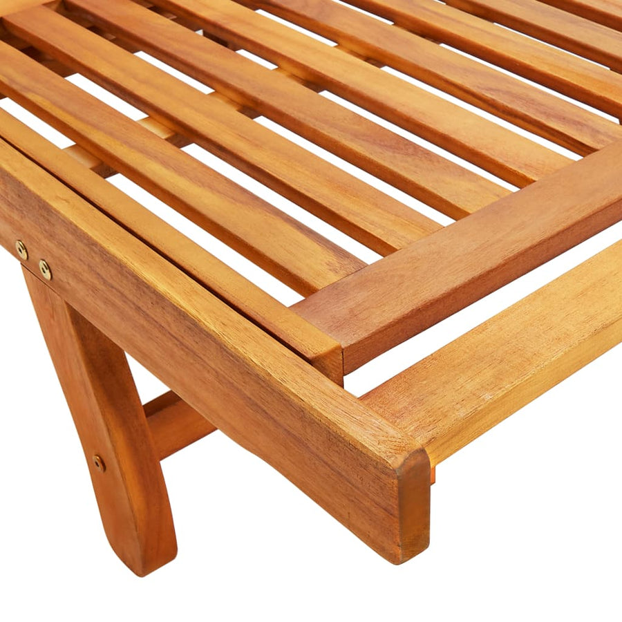 Ligstoelen 2 St Met Kussens Massief Acaciahout Grijs ruitpatroon 2 ligbedden