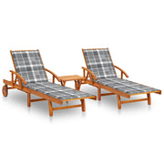 Ligstoelen set 2 st met tafel massief acaciahout