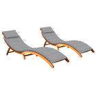 Sun loungers 2 pcs with cushions solid acacia wood