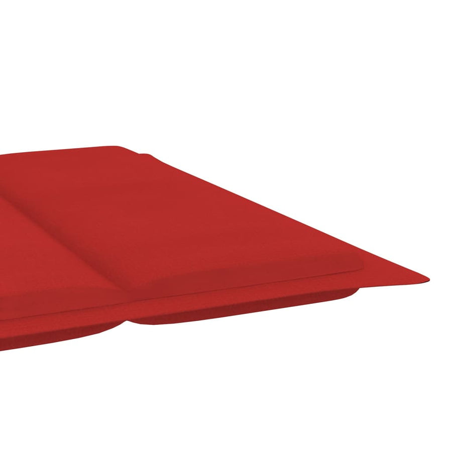Ligbedden 2 St Met Tafel En Kussens Massief Acaciahout 1 Rood 2 ligbedden met tafel