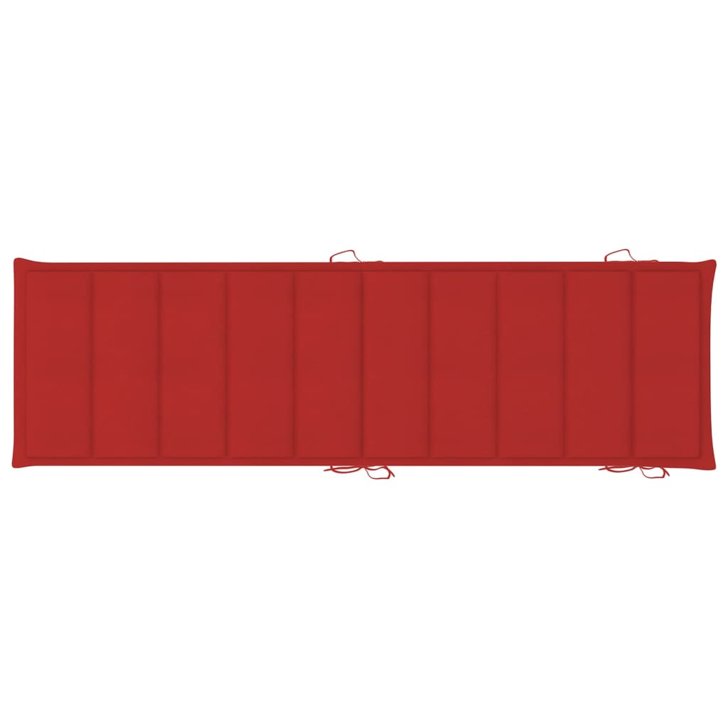 Ligbedden 2 St Met Tafel En Kussens Massief Acaciahout 1 Rood 2 ligbedden met tafel