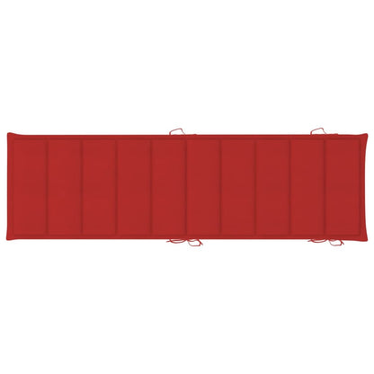 Ligbedden 2 St Met Tafel En Kussens Massief Acaciahout 1 Rood 2 ligbedden met tafel