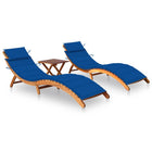 Ligbedden set 2 stuks massief acaciahout blauw